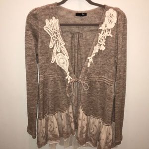 Cardigan with lace detailing